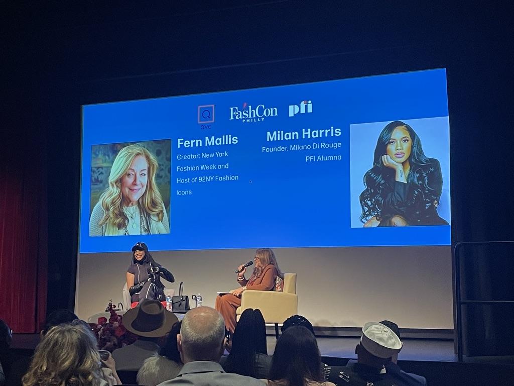 Designer Milan Harris and 92NY host Fern Mallis; photo © Manic Metallic