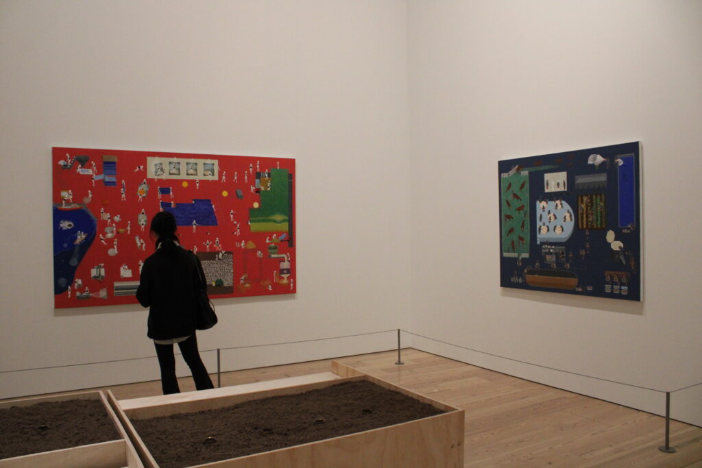 (l-r) Akira Ikezoe — "Robot Stories Around Solar Panels", 2025; Akira Ikezoe — "Mole Stories Around Methane Gas", 2025; photo © 2026 Manic Metallic