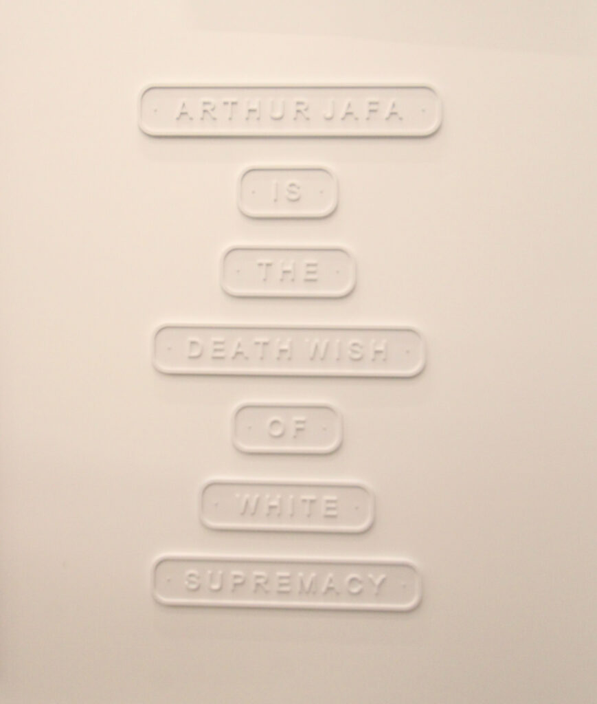 Arthur Jafa — "Arthur Jafa is the Death Wish of White Supremacy”, 2026; photo © 2026 Manic Metallic